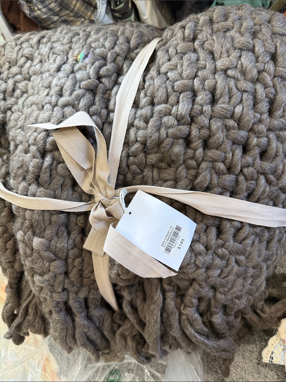 Arhaus New Pottery Barn Colossal Handknit Throw luxurious bedding brown India